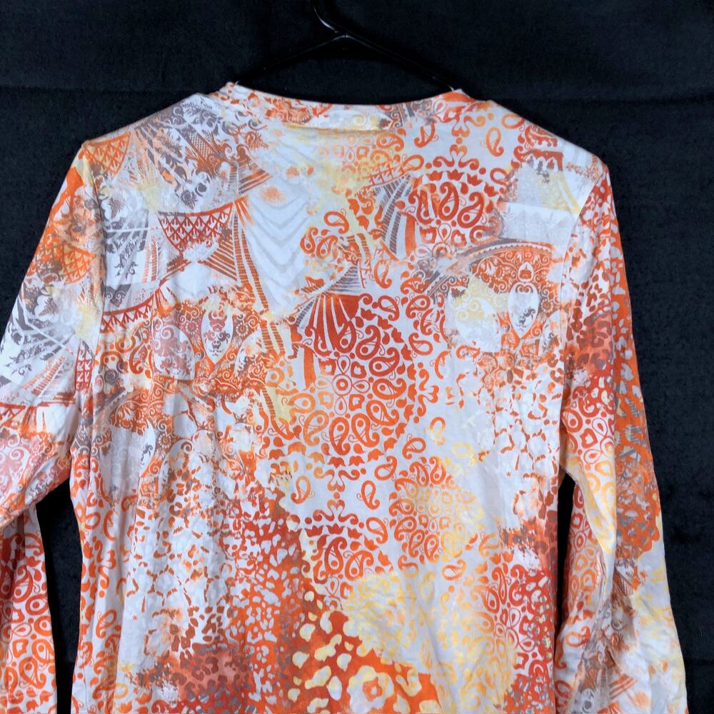 Chicos Womens Blouse Multicolored Paisley 3/4 Sleeve Front Key Hole 1 (M) - Picture 10 of 11